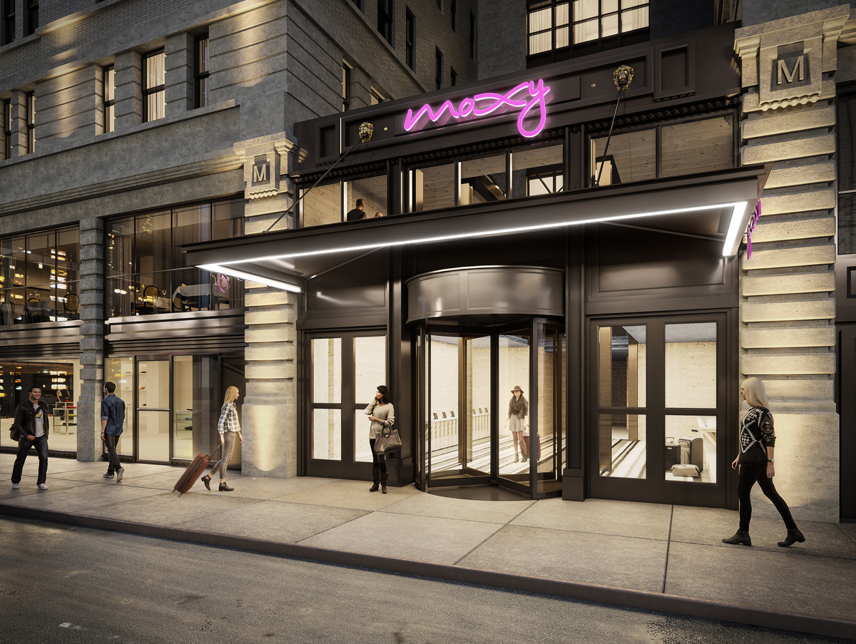 Moxy hotel entrance on 7th avenue