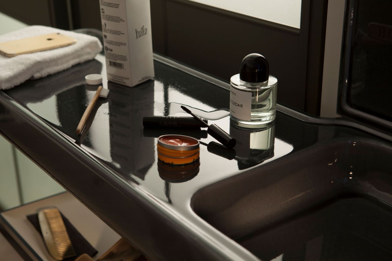 Toiletries on counter